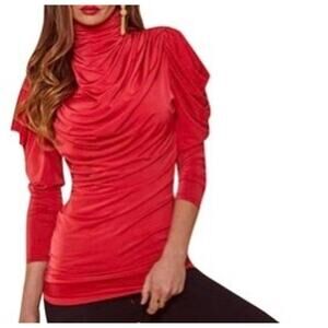 Bisou Bisou The Sophie Top Blouse Red Medium NEW
